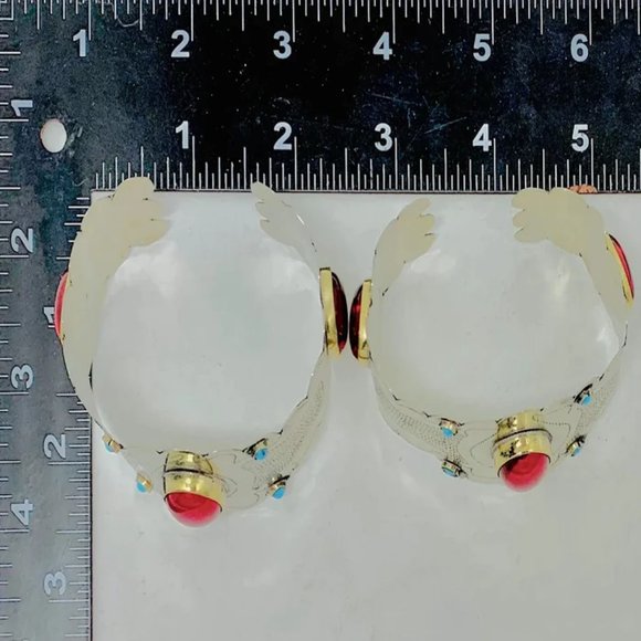 single Vintage Turkmen Cuff Bracelet, Ethnic Boho Cuff Bracelet With Stones - Picture 6 of 9